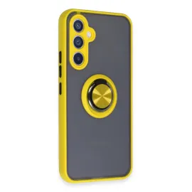 Newface Samsung Galaxy A54 5G Kılıf Montreal Yüzüklü Silikon Kapak - Sarı