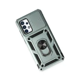 Newface Samsung Galaxy A72 Kılıf Pars Lens Yüzüklü Silikon - Yeşil