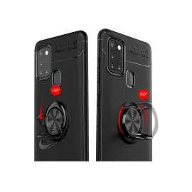 Newface Samsung Galaxy M31 Kılıf Range Yüzüklü Silikon - Siyah-Mavi