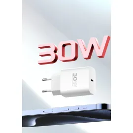 Konfulon C87C 30W Type-C Çıkışlı Ekstra Dl51 1M Type-C To Type-C Kablolu Pd Şarj Cihazı - Beyaz