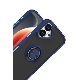 Newface Apple iPhone 17 Montreal Yüzüklü Silikon Kapak - Lacivert