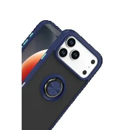 Newface Apple iPhone 17 Pro Max Montreal Yüzüklü Silikon Kapak - Lacivert