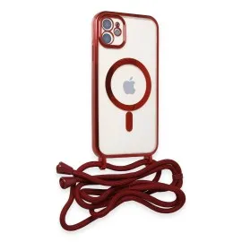 Newface Iphone 11 Kılıf Divo Lazer Askılı Magsafe Kapak - Kırmızı