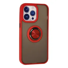 Newface Iphone 13 Pro Kılıf Montreal Yüzüklü Silikon Kapak - Kırmızı