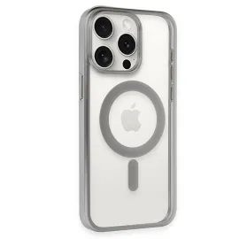 Newface Iphone 15 Pro Kılıf Erozi Magsafe Kapak - Gümüş