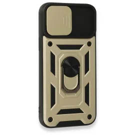 Newface Iphone 15 Pro Max Kılıf Pars Lens Yüzüklü Silikon - Gold