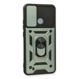 Newface Realme C11 2021 Kılıf Pars Lens Yüzüklü Silikon - Yeşil