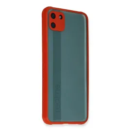 Newface Realme C11 Kılıf Miami Şeffaf Silikon - Kırmızı