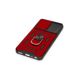Newface Realme C35 Kılıf Pars Lens Yüzüklü Silikon - Kırmızı