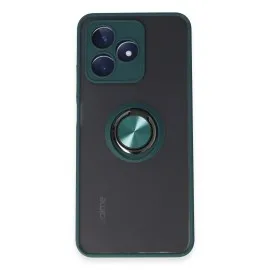 Newface Realme C53 Kılıf Montreal Yüzüklü Silikon Kapak - Yeşil