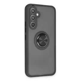 Newface Samsung Galaxy A54 5G Kılıf Montreal Yüzüklü Silikon Kapak - Siyah
