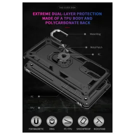 Newface Samsung Galaxy A72 Kılıf Sofya Yüzüklü Silikon Kapak - Siyah