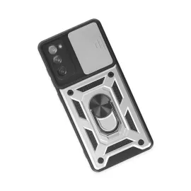 Newface Samsung Galaxy S20 Fe Kılıf Pars Lens Yüzüklü Silikon - Gümüş