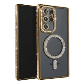 Newface Samsung Galaxy S23 Ultra Joke Simli Magneticsafe Kılıf - Gold