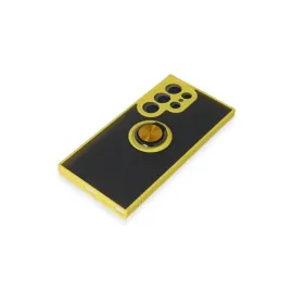 Newface Samsung Galaxy S24 Ultra Kılıf Montreal Yüzüklü Silikon Kapak - Sarı