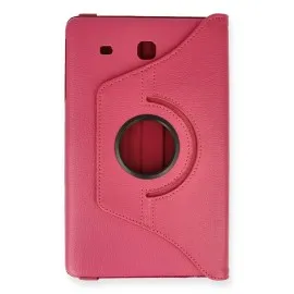 Newface Samsung Galaxy T560 Tab E 9.7 Kılıf 360 Tablet Deri Kılıf - Pembe