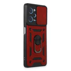 Newface Xiaomi Redmi Note 12 Pro 5G Kılıf Pars Lens Yüzüklü Silikon - Kırmızı