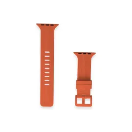 Newface Apple Watch 42mm KR408 Çizgili Silikon Kordon - Turuncu