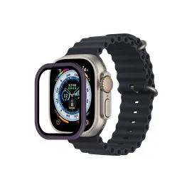 Newface Apple Watch Ultra 49Mm Alüminyum Kasa Cam Ekran Koruyucu - Mor