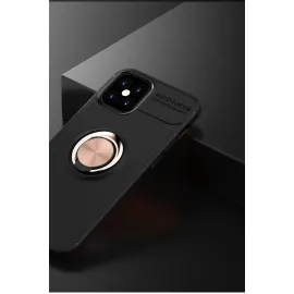 Newface Iphone 12 Mini Kılıf Range Yüzüklü Silikon - Siyah-Gold