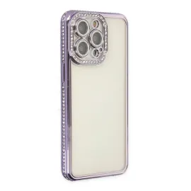 Newface Iphone 14 Pro Kılıf Joke Taşlı Silikon - Mor