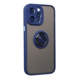 Newface Iphone 14 Pro Kılıf Montreal Yüzüklü Silikon Kapak - Lacivert