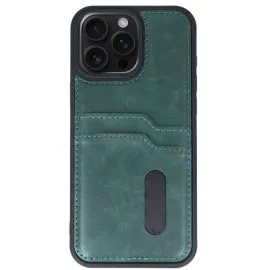 Newface Iphone 14 Pro Max Kılıf Sara Kartvizitli Deri Kılıf - Koyu Yeşil
