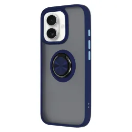 Newface Iphone 16 Kılıf Montreal Yüzüklü Silikon Kapak - Lacivert