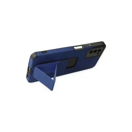 Newface Samsung Galaxy A03S Kılıf Mega Standlı Silikon - Mavi