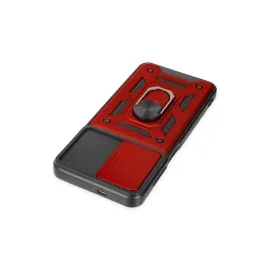 Newface Samsung Galaxy A04S Kılıf Pars Lens Yüzüklü Silikon - Kırmızı