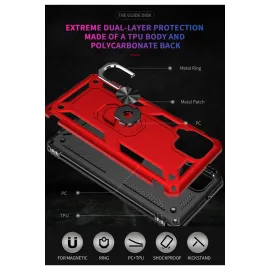 Newface Samsung Galaxy A22 Kılıf Sofya Yüzüklü Silikon Kapak - Kırmızı