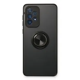 Newface Samsung Galaxy A53 5G Kılıf Montreal Yüzüklü Silikon Kapak - Siyah