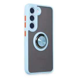 Newface Samsung Galaxy S23 Kılıf Montreal Yüzüklü Silikon Kapak - Buz Mavi