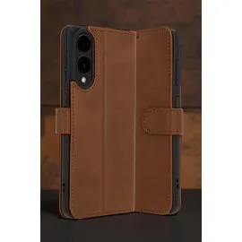 Newface Samsung Galaxy S25 Edge Trend S Plus Kapaklı Kılıf - Taba