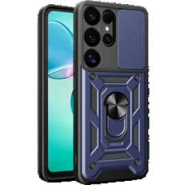 Newface Samsung Galaxy S25 Ultra Kılıf Pars Lens Yüzüklü Silikon - Lacivert