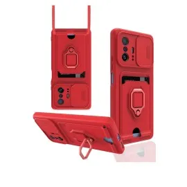 Newface Xiaomi Mi 11T Pro Kılıf Zuma Kartvizitli Yüzüklü Silikon - Kırmızı