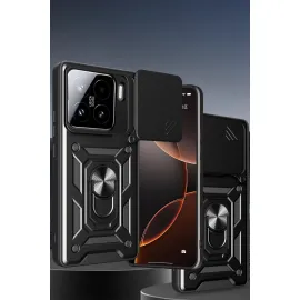 Newface Xiaomi Mi 15 Kılıf Pars Lens Yüzüklü Silikon - Lacivert