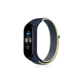 Newface Xiaomi Mi Band 4 Hasırlı Cırtcırtlı Kordon - Sarı-Lacivert