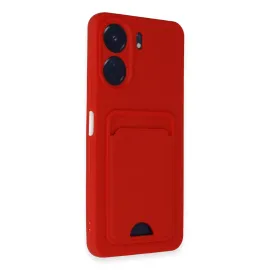 Newface Xiaomi Redmi 13C Kılıf Kelvin Kartvizitli Silikon - Kırmızı