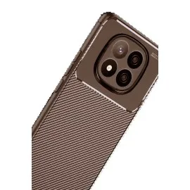 Newface Xiaomi Redmi Note 14 Pro Plus Kılıf Auto Focus Karbon Kapak - Kahverengi