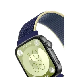 Newface Huawei Fit 4 Hasırlı Cırtcırtlı Kordon - Sarı-Lacivert