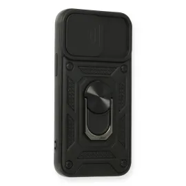 Newface iPhone 11 Kılıf Pars Lens Yüzüklü Silikon - Siyah