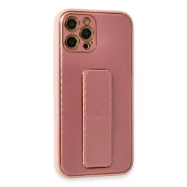 Newface Iphone 12 Pro Kılıf Coco Karbon Standlı Kapak - Pembe