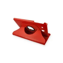 Newface Samsung Galaxy T560 Tab E 9.7 Kılıf 360 Tablet Deri Kılıf - Kırmızı