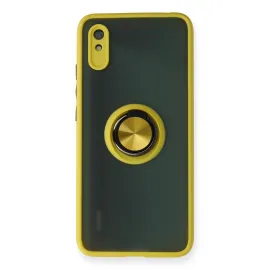 Newface Xiaomi Redmi 9A Kılıf Montreal Yüzüklü Silikon Kapak - Sarı