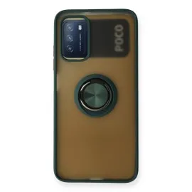 Newface Xiaomi Redmi 9T Kılıf Montreal Yüzüklü Silikon Kapak - Yeşil