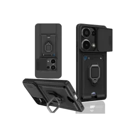 Newface Xiaomi Redmi Note 13 Pro 5G Kılıf Zuma Kartvizitli Yüzüklü Silikon - Siyah