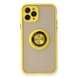 Newface Iphone 11 Pro Max Kılıf Montreal Yüzüklü Silikon Kapak - Sarı
