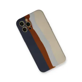 Newface Iphone 12 Pro Max Kılıf Ebruli Lansman Silikon - Lacivert-Krem