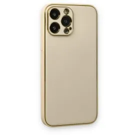 Newface Iphone 13 Pro Kılıf Coco Deri Silikon Kapak - Gold